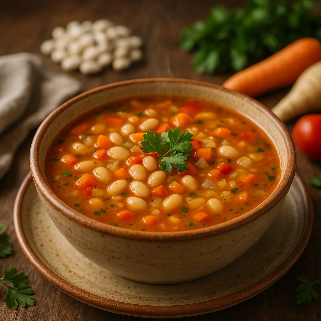 Ciorbă de fasole boabe cu legume și borș