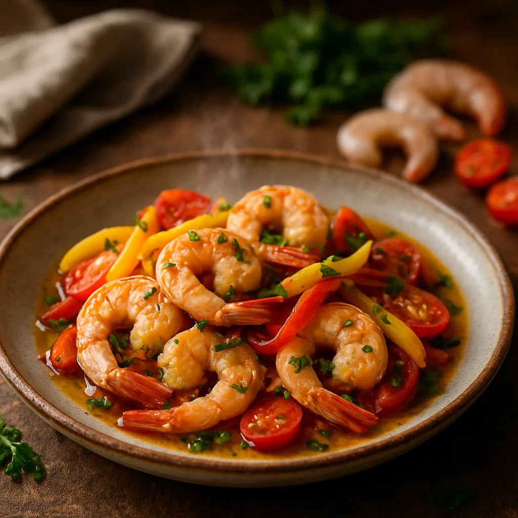 Creveți cu usturoi în stil mediteranean