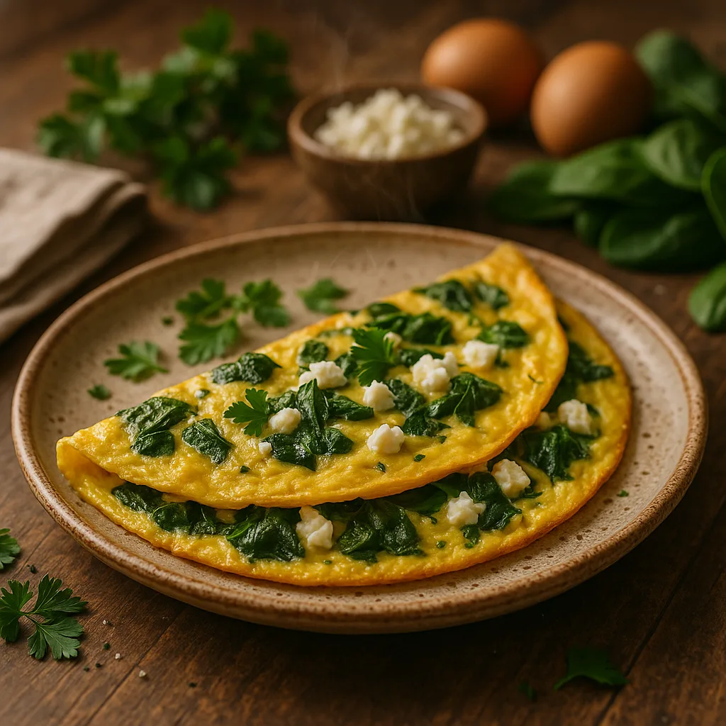 Omletă cu spanac și brânză