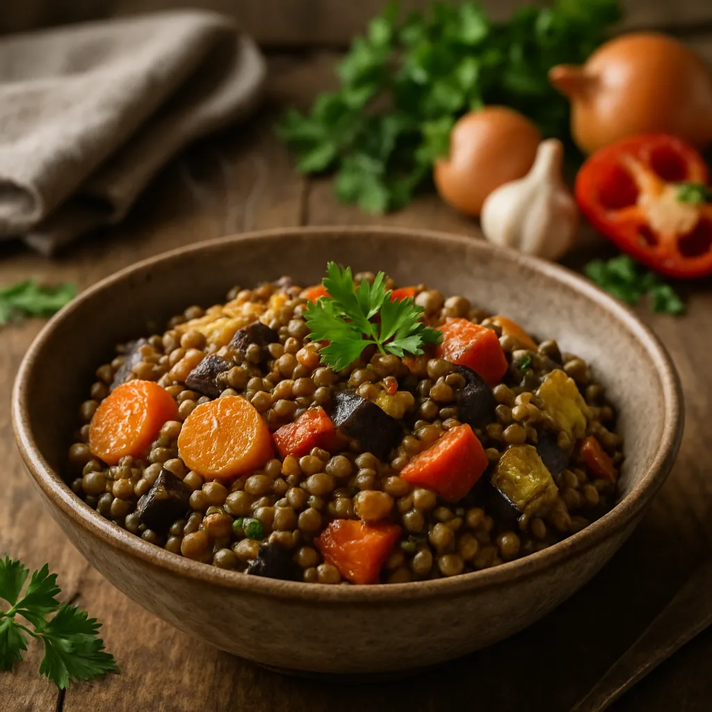 Legume la cuptor cu linte